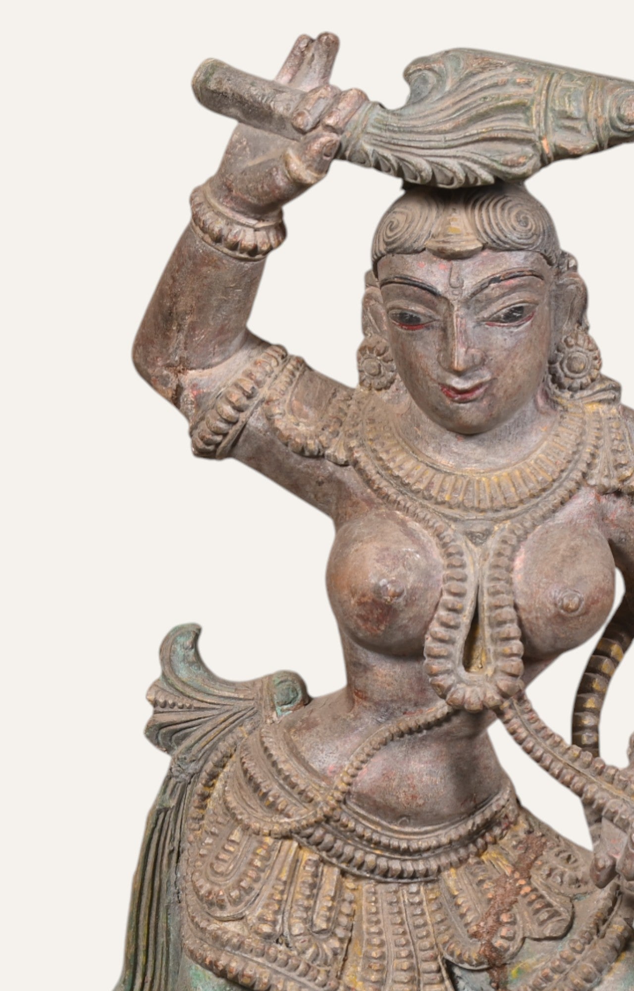 Celestial Grace - Vintage Teak Wood Indian Goddess Statue