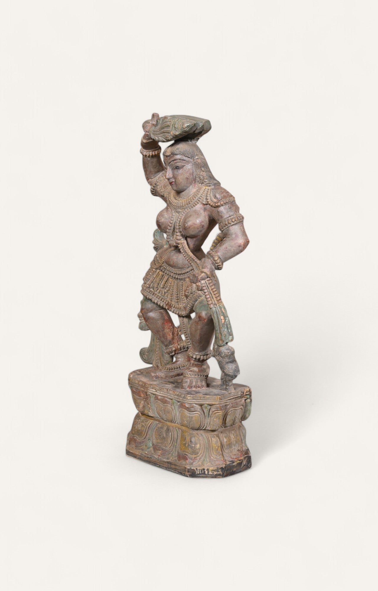 Celestial Grace - Vintage Teak Wood Indian Goddess Statue