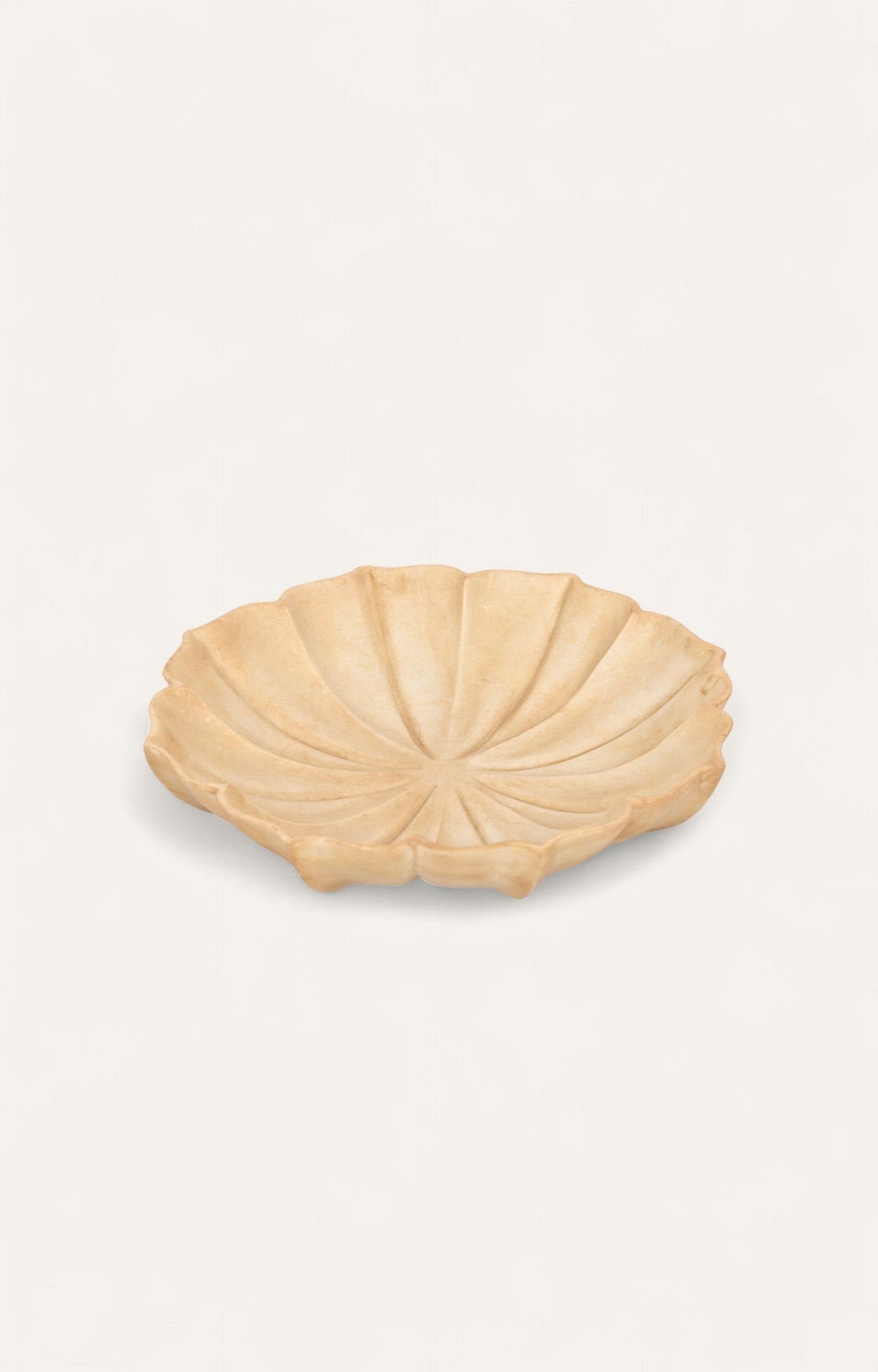 Fine Hand Carved Marble Floral Lotus Shaped Bowl