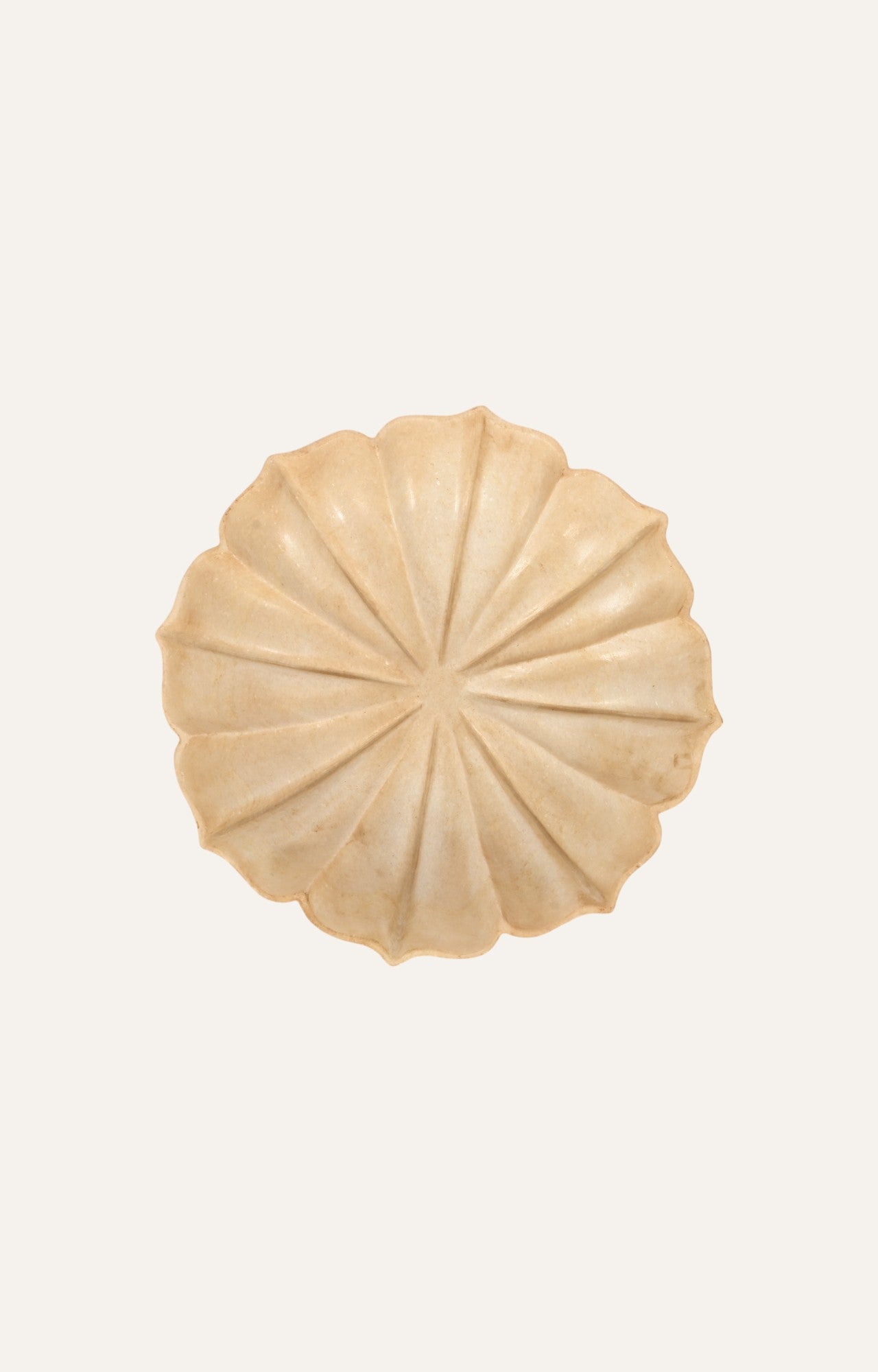 Fine Hand Carved Marble Floral Lotus Shaped Bowl