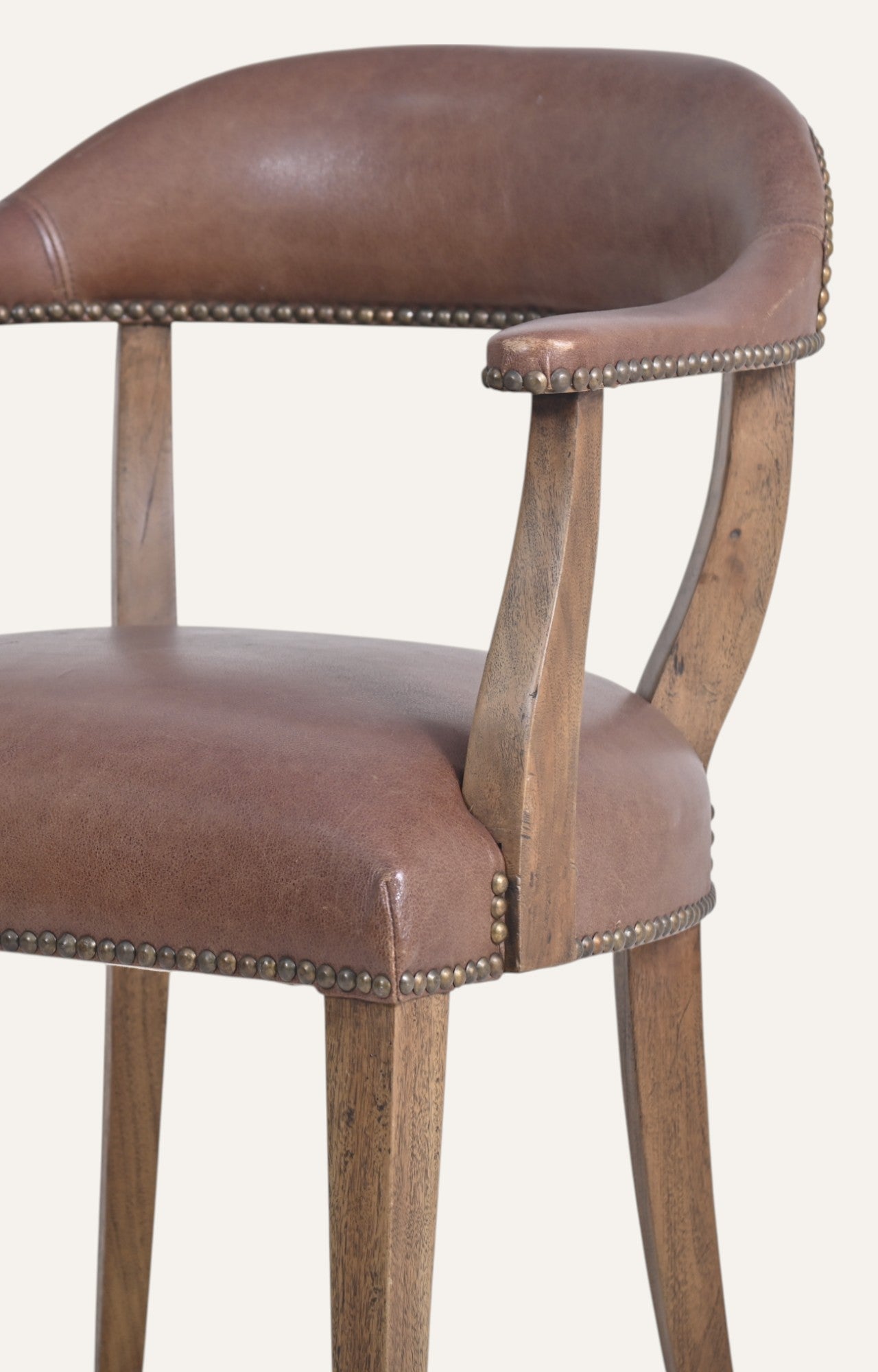 Curved Back Leatherette Dining Chair with Brass Detailing