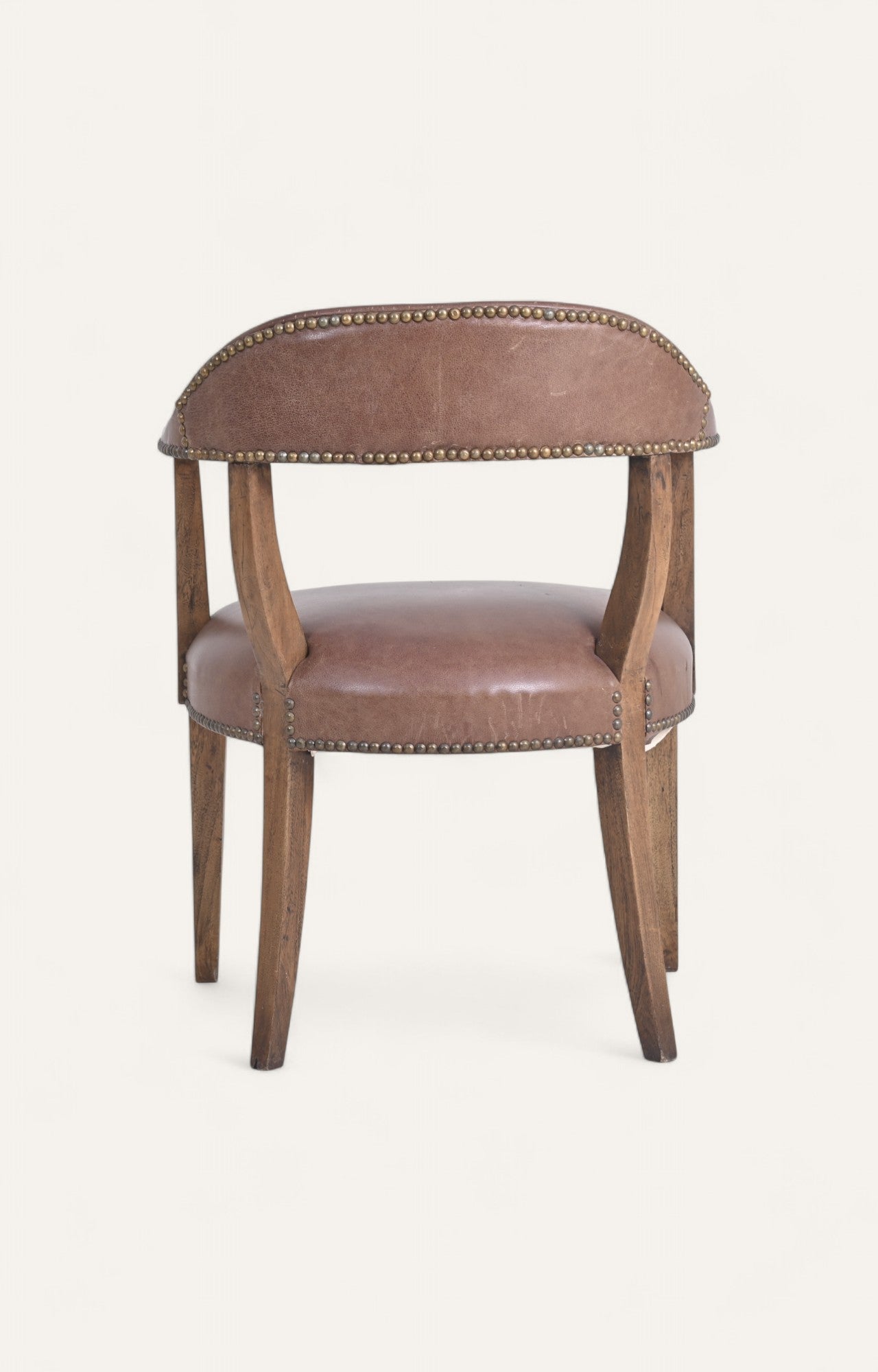 Curved Back Leatherette Dining Chair with Brass Detailing