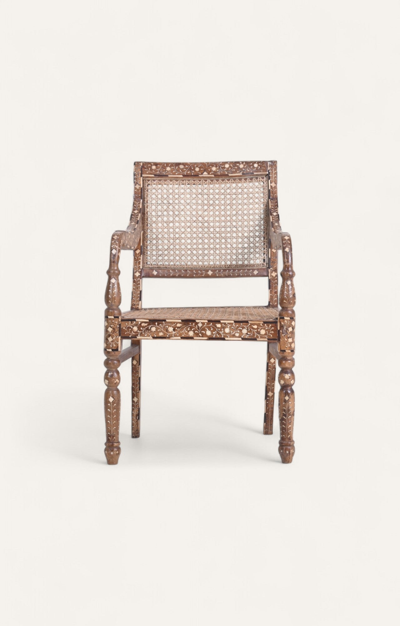 Wooden Bone Inlay Rattan Chair
