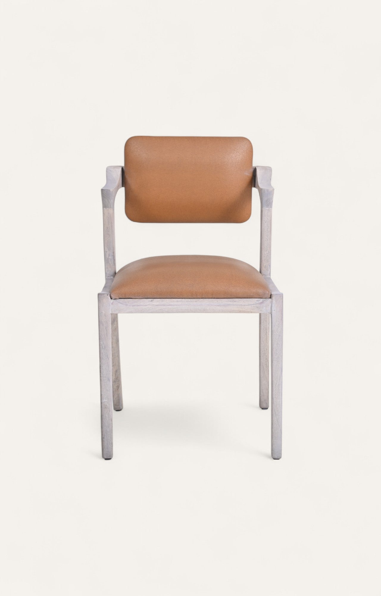Distressed Acacia Dining Chair in Leatherier
