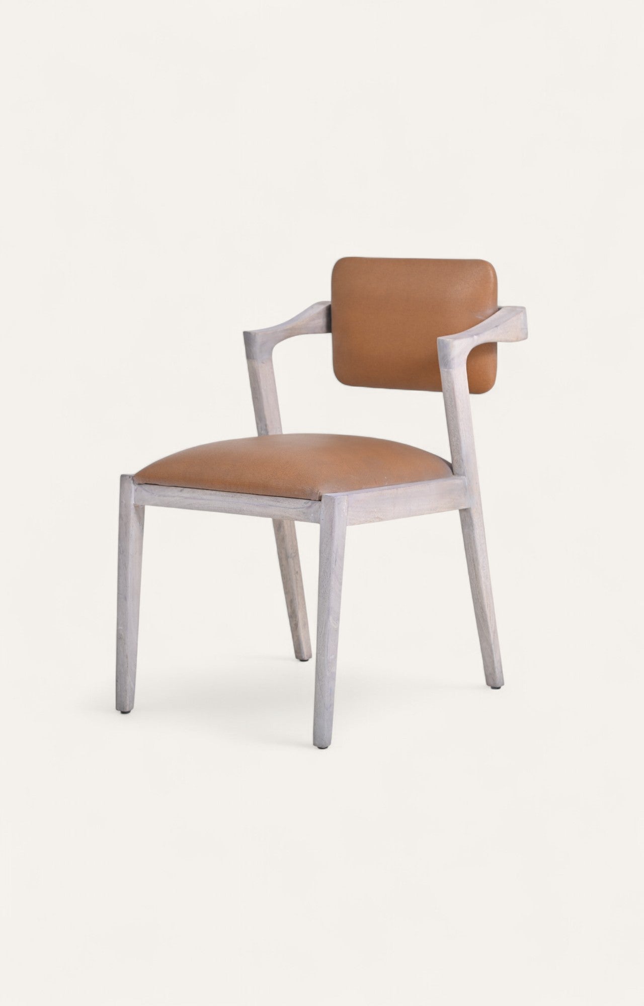 Distressed Acacia Dining Chair in Leatherier