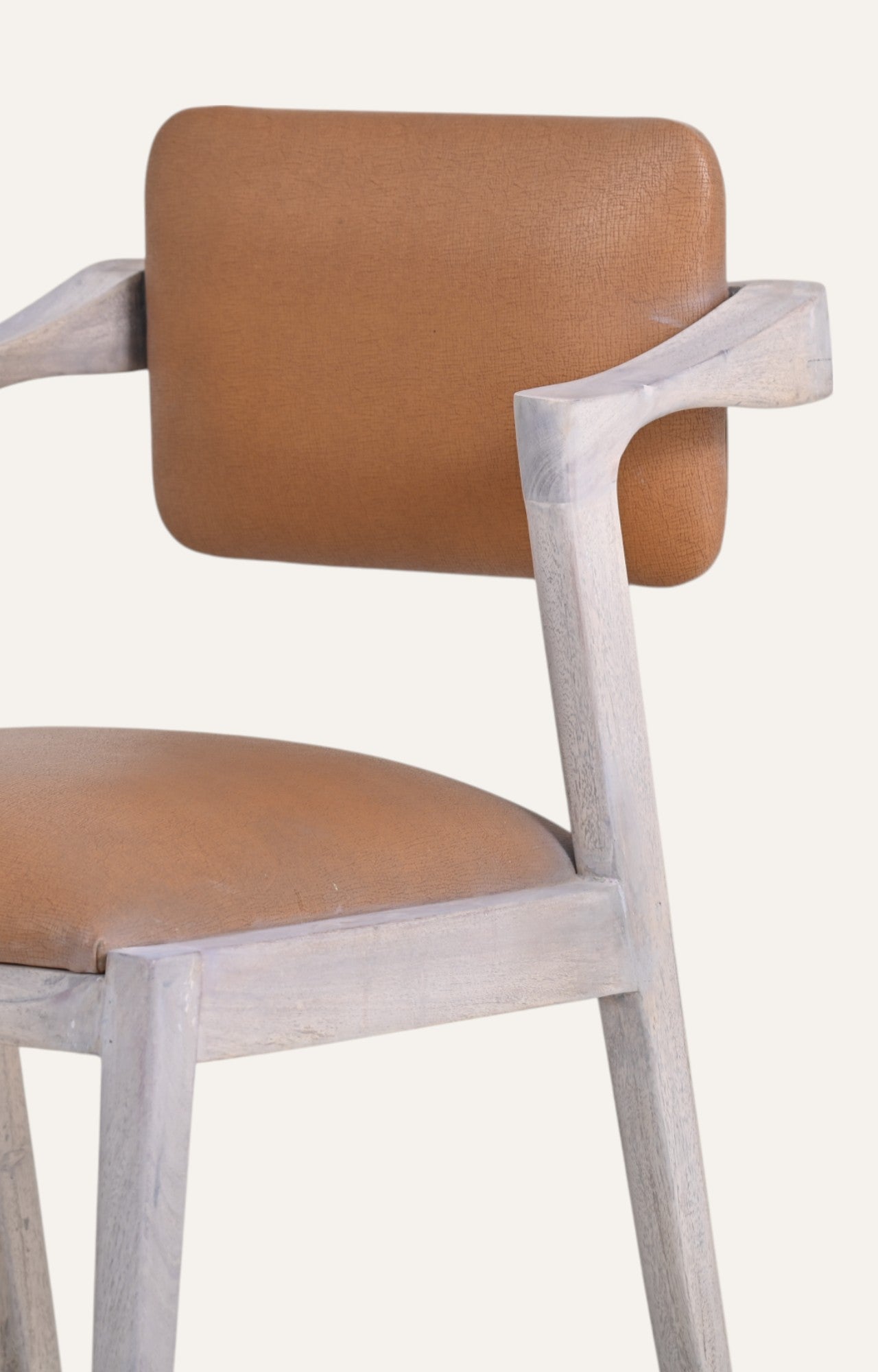 Distressed Acacia Dining Chair in Leatherier