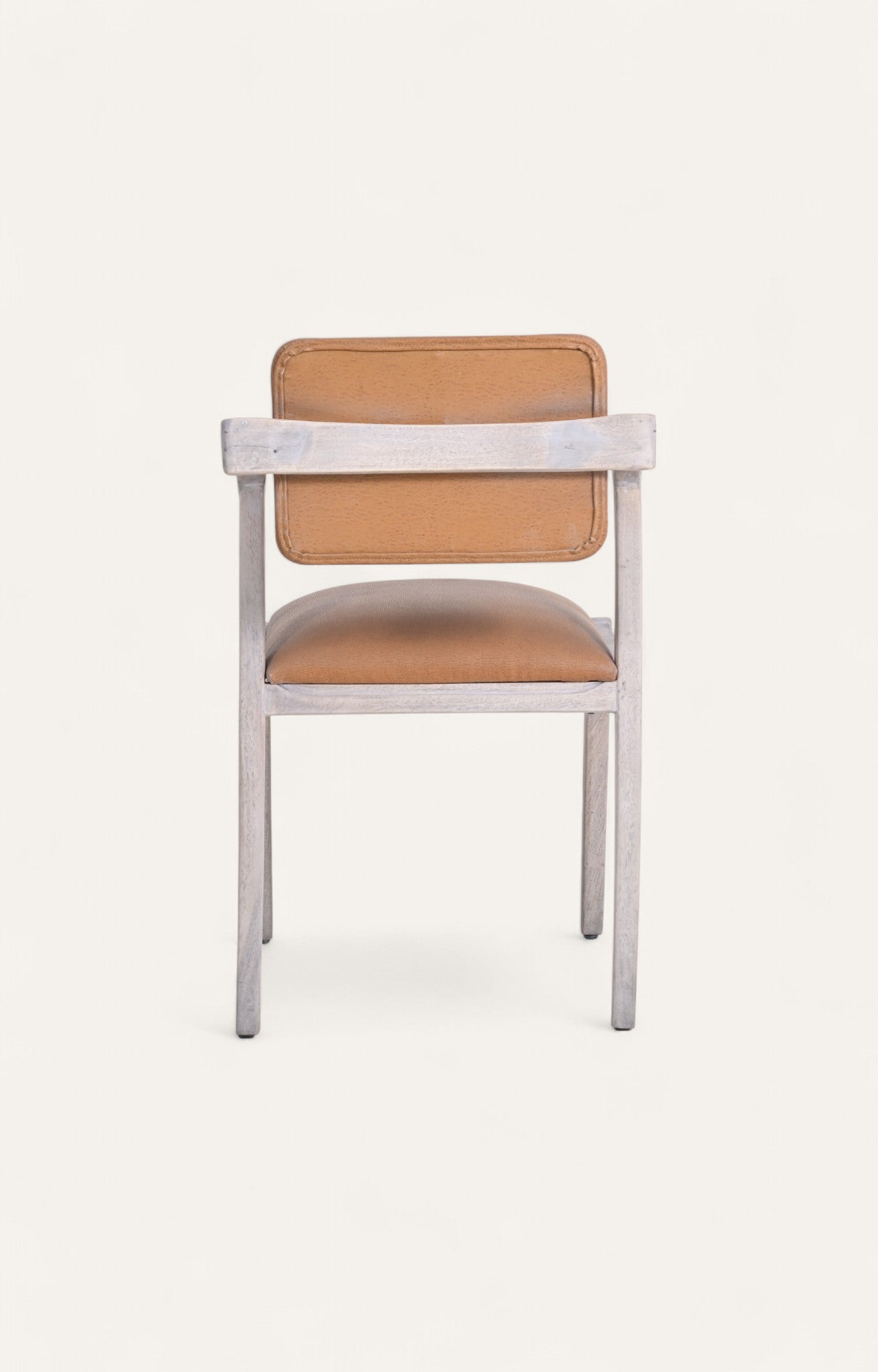 Distressed Acacia Dining Chair in Leatherier