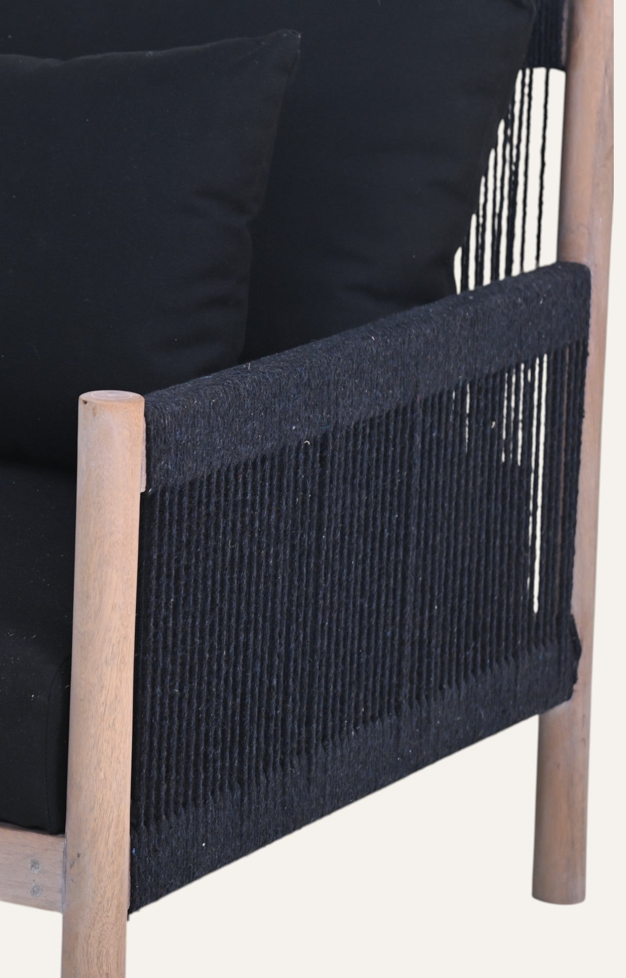 Wooden & Rope Black Sofa
