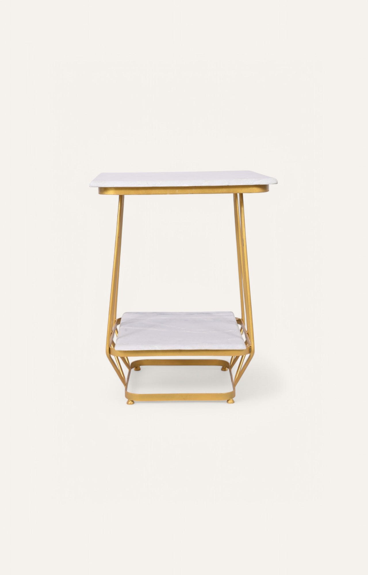 Geometric Metal and Marble  Side Table