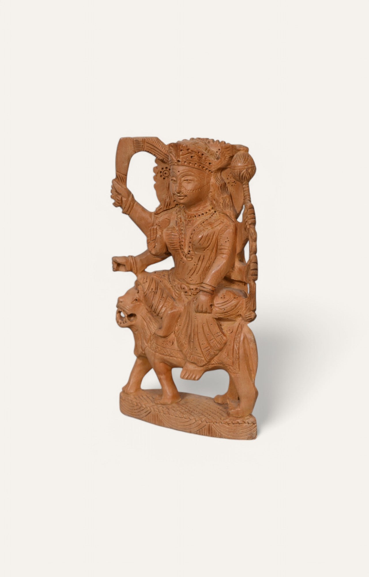 Hand- Carved Hindu Goddess Durga Figurine