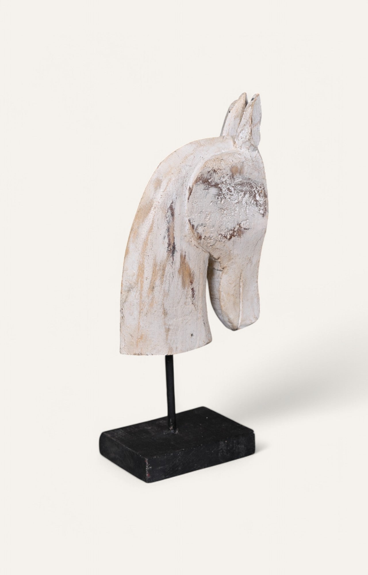 Vinatge White Horse Head Sculpture on Stand