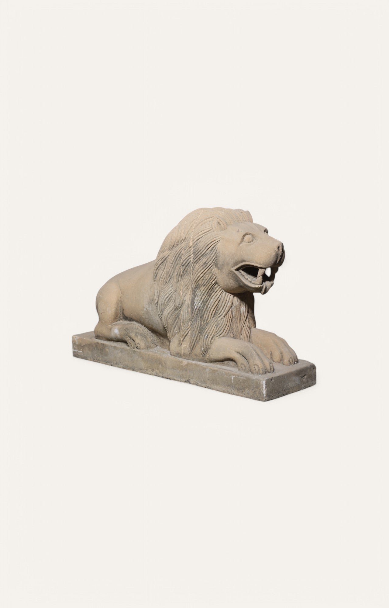 Set of 2 Lion on Pedestal Sandstone Sculpture