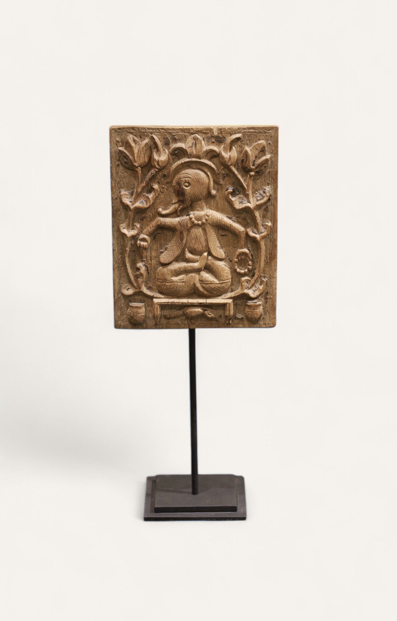 Antique Hand-Carved Ganesha on Wooden Panel