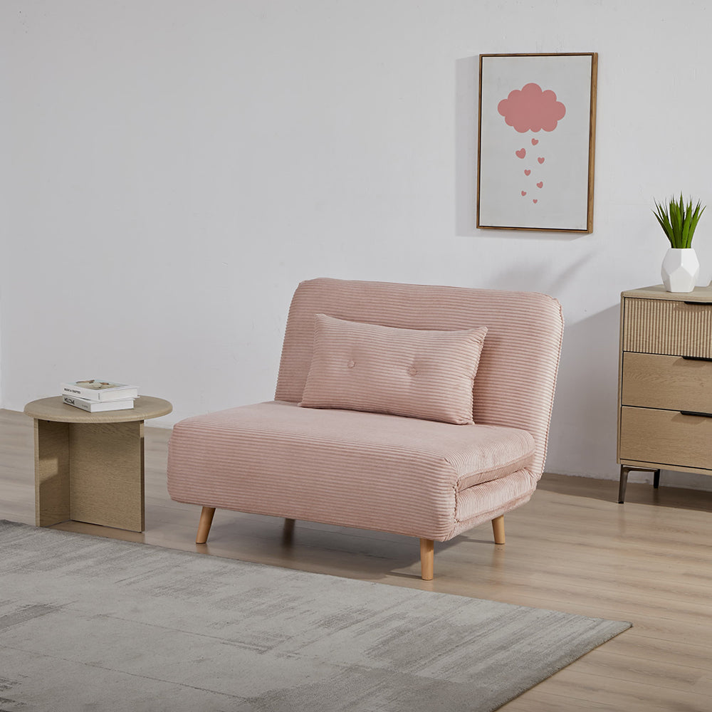 Jordan Corduroy Foldable Sofa with Wodden Legs