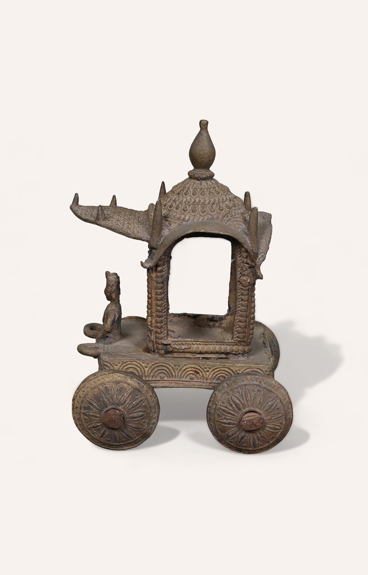 Vintage Brass King on Chariot Sculpture