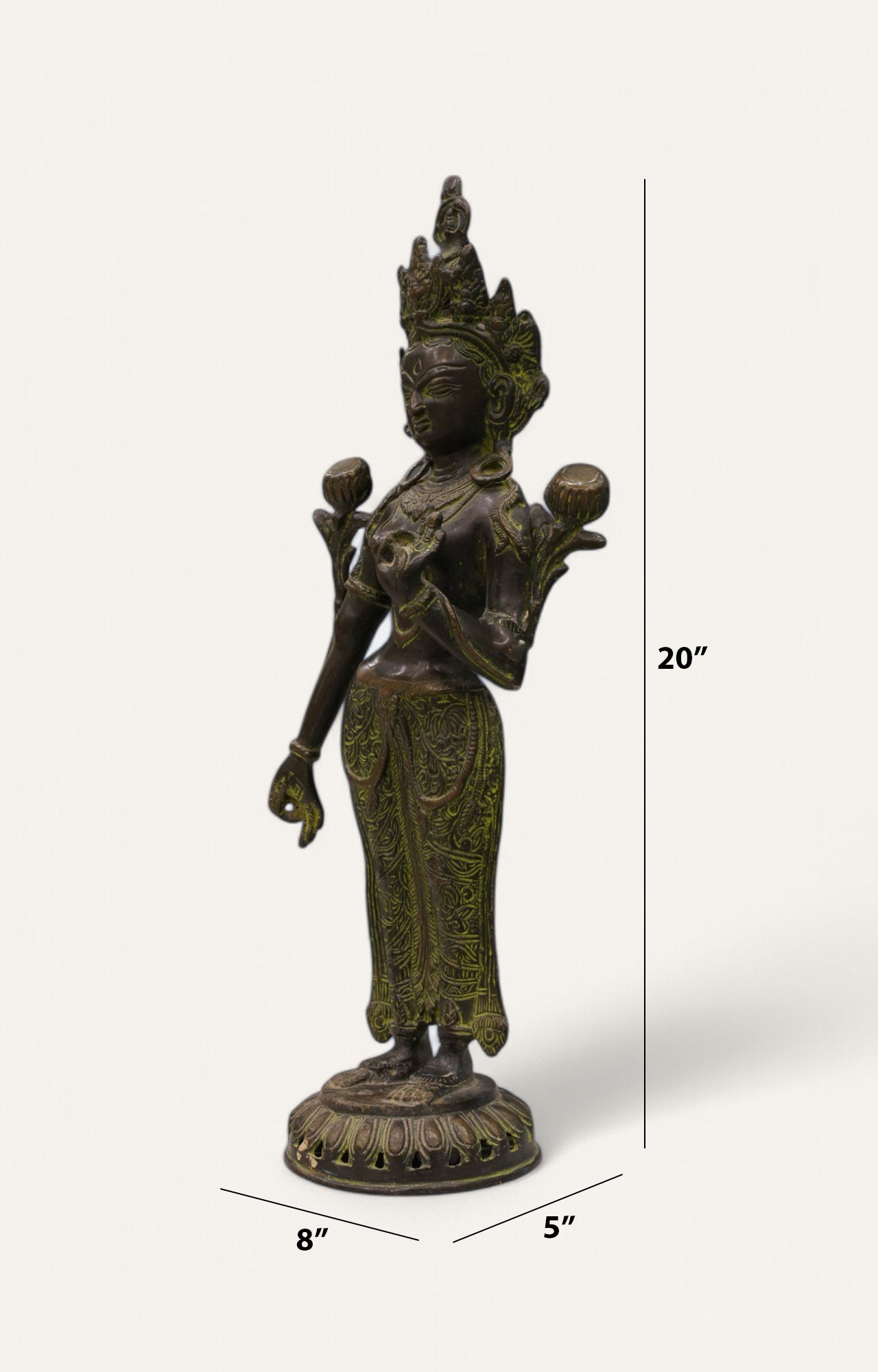 Lakshmi Divine Vintage Brass Hand-Painted Figurine Table Décor