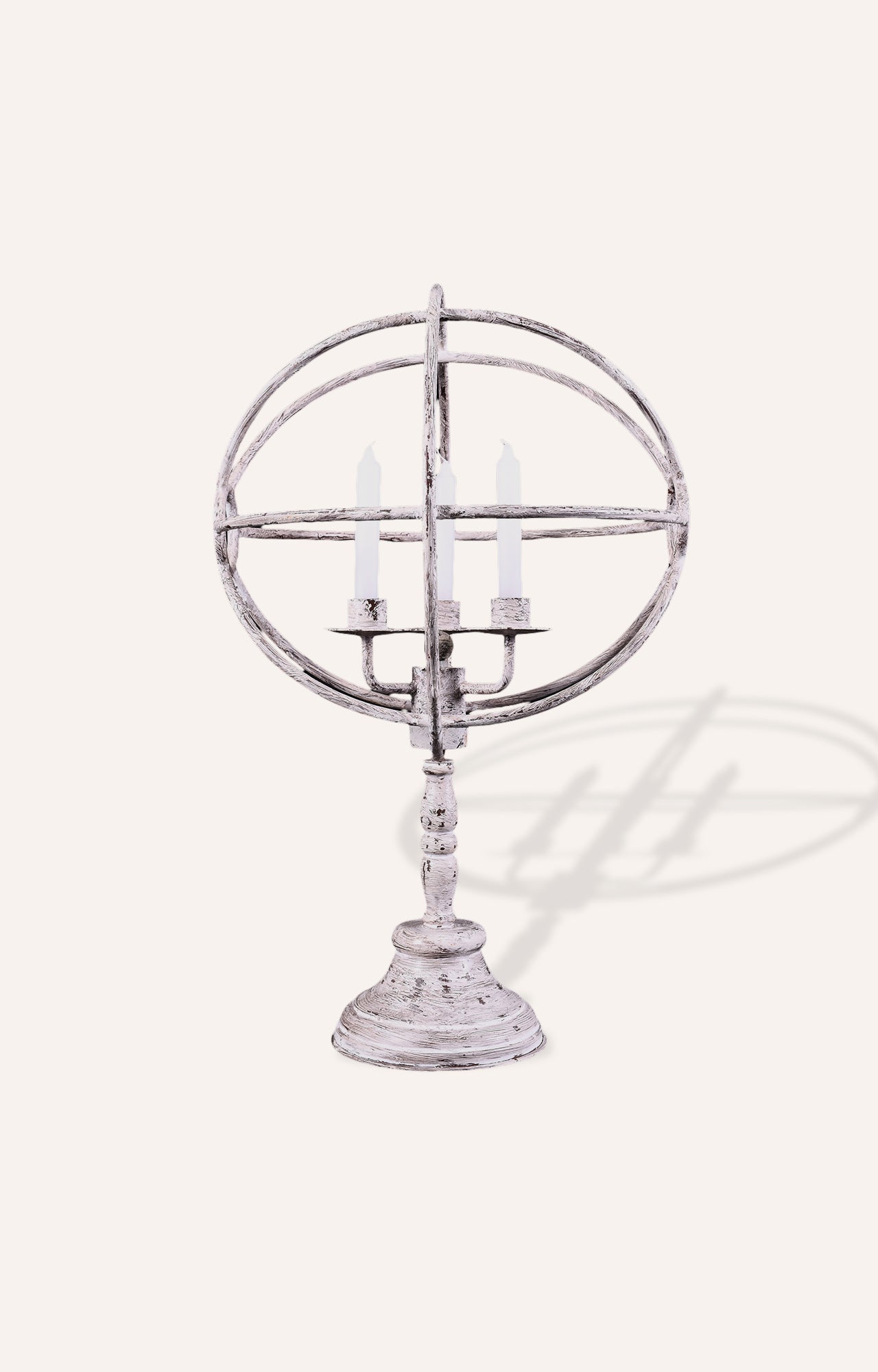 Globe Wooden Iron Candle Stand