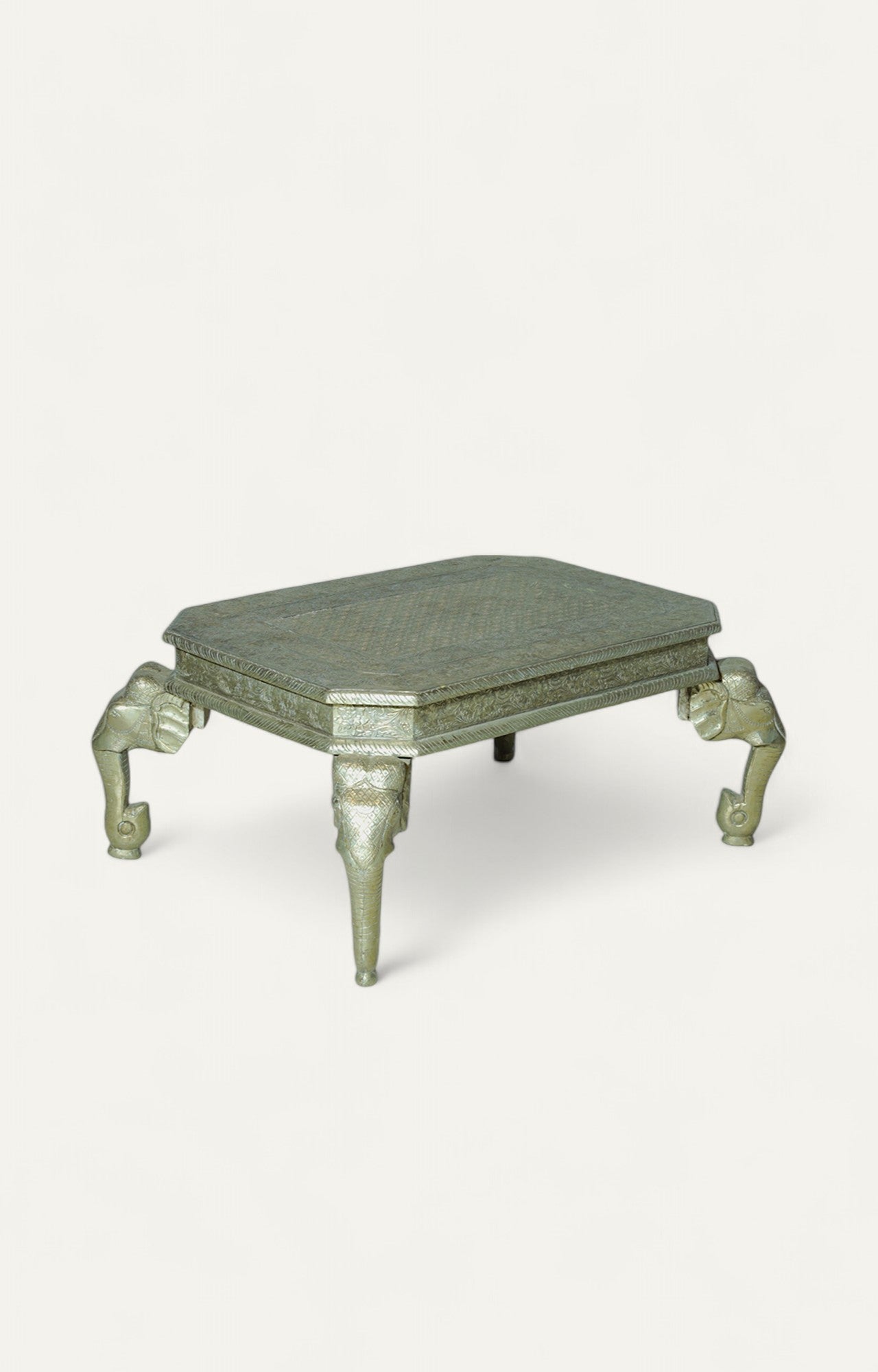 White Metal Rajasthani Carved Elephant Legs