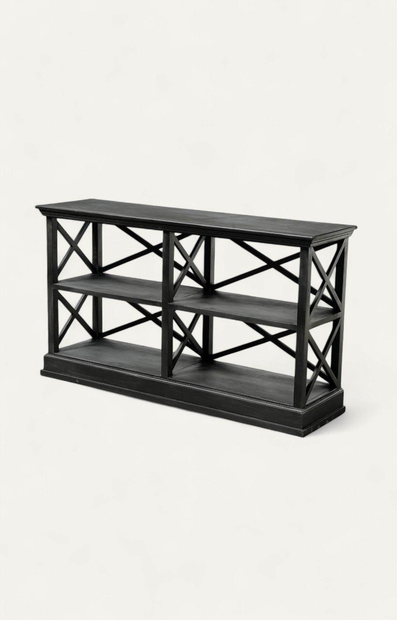 Rectangle 3-Tiger open storage wood console