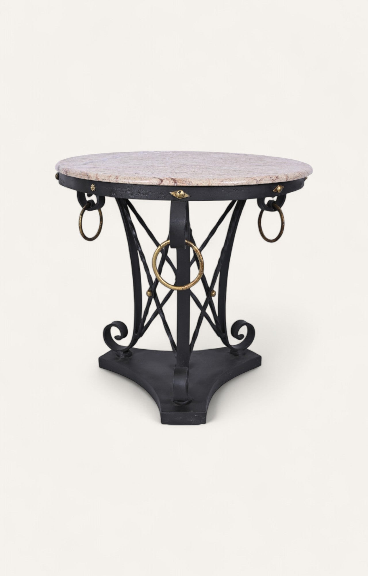 Marble Top With Iron Base and Brass Work Occasional Table