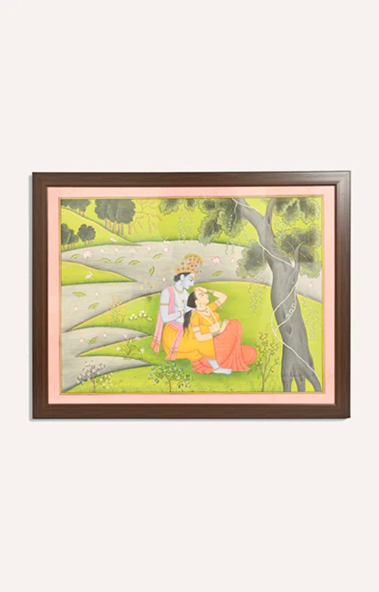 Indian mythological subject water painting ( Framed)
