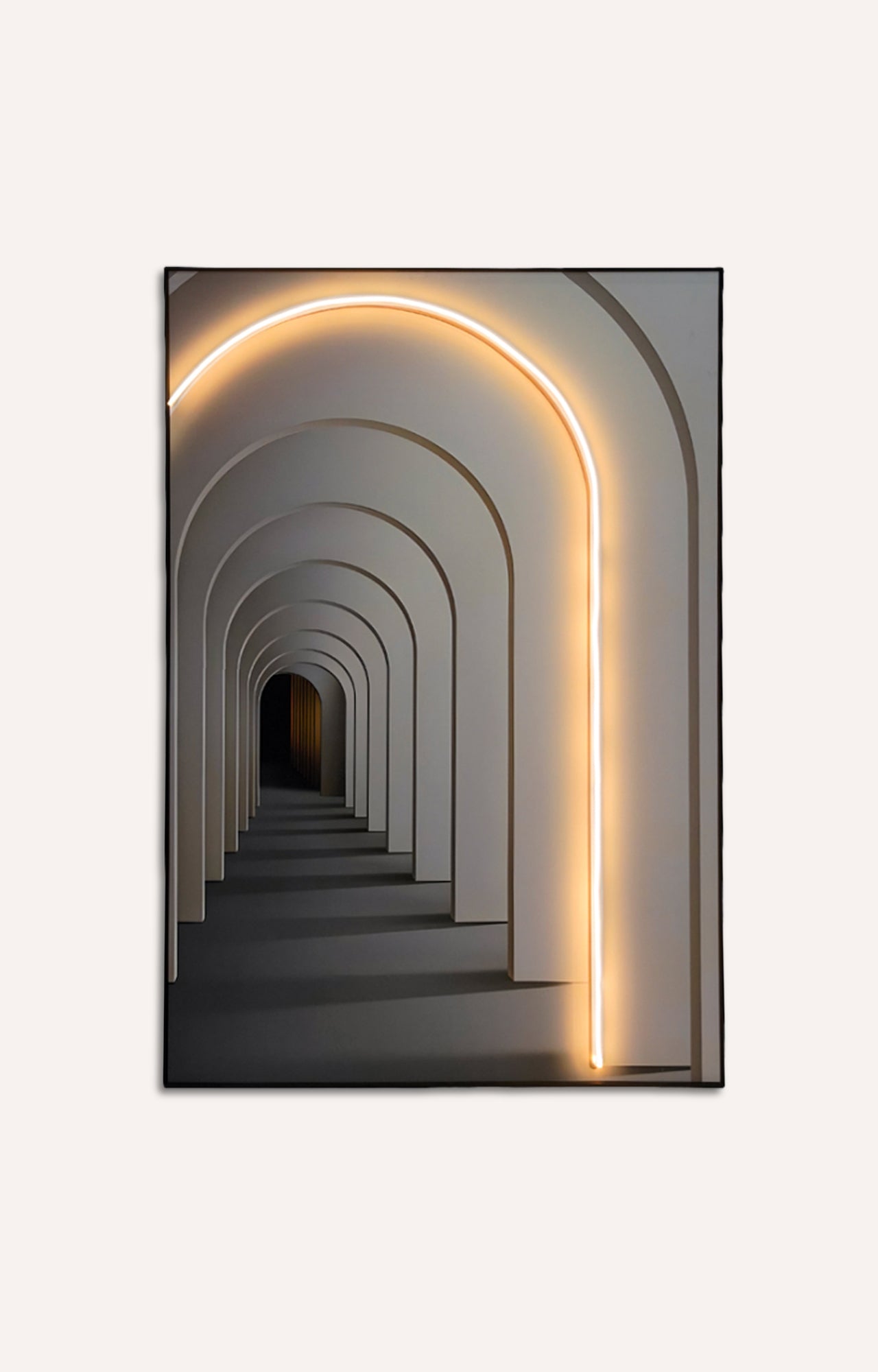 Modern Minimalist Luxury Foyer Mural With Led Light (Framed)