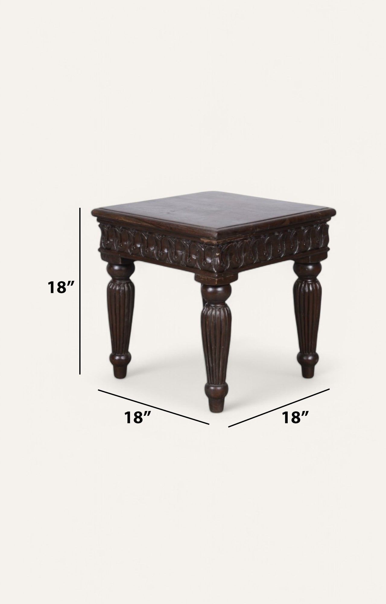 Brown Side Table with Fluted Legs