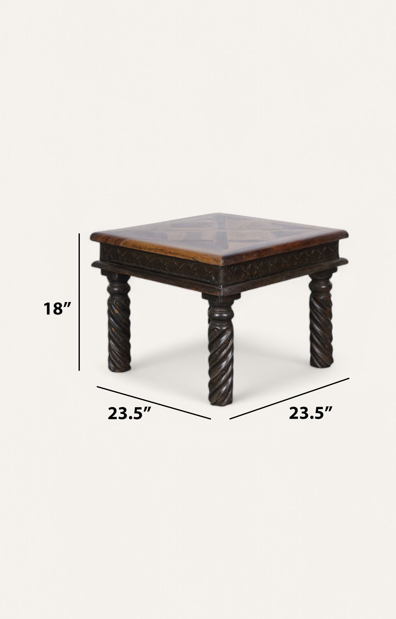 Traditional Side Table with Parquet Top