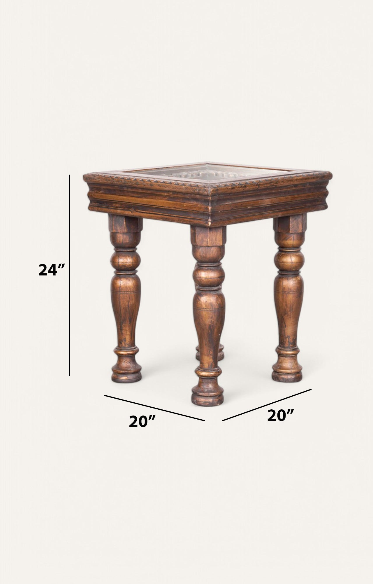 Hand Carved Wooden Side Table