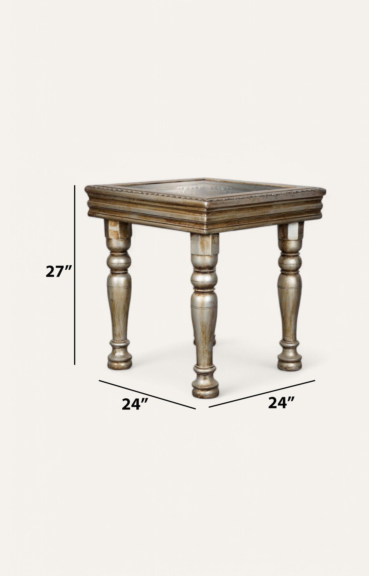 Gold Finish Wooden Metal Side Table