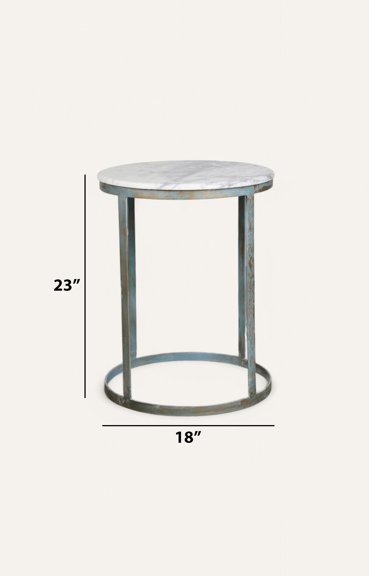 Round Metal Frame Side Table with Stone Top