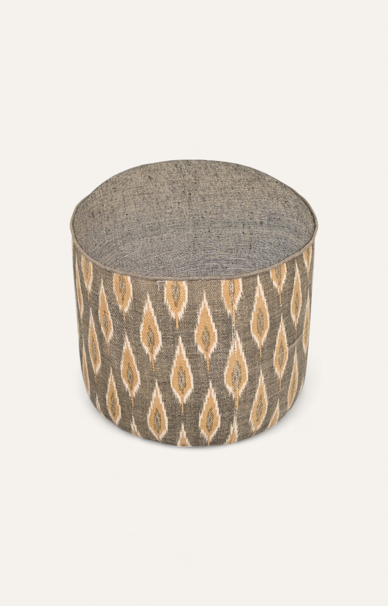 Round Handwoven Dhurrie Pouf