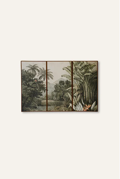 Set of 3 Tropical Texture Canvas Painting Print Wall Art