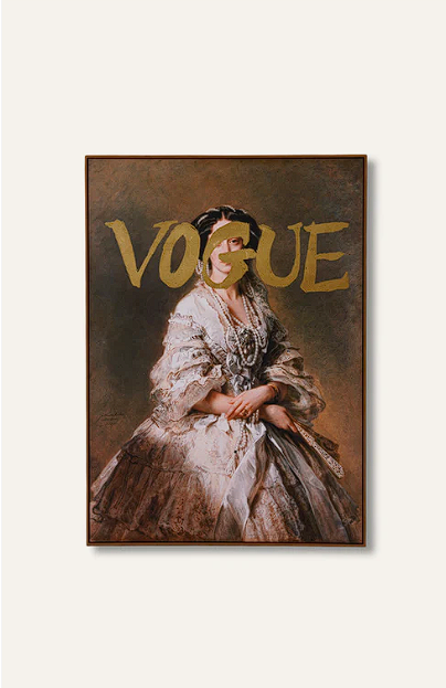 Classic Vogue Lady Canvas Print Wall Art with Golden Foil Embellishment