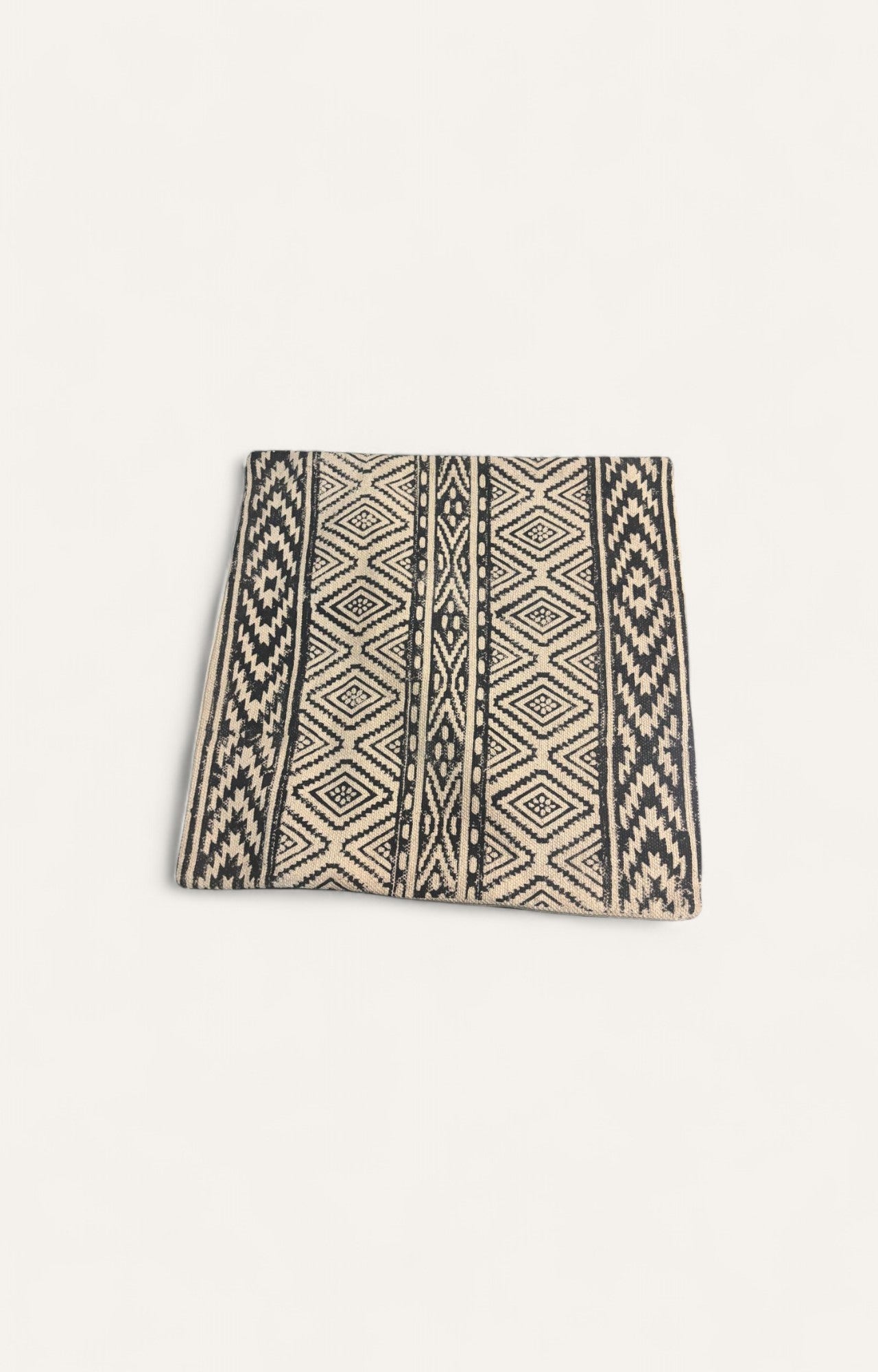 Handwoven Cotton Cushion Cover with Geometric Pattern