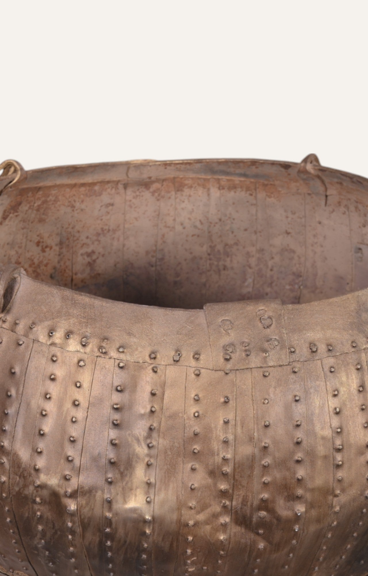 Aged Metal  Storage Pot