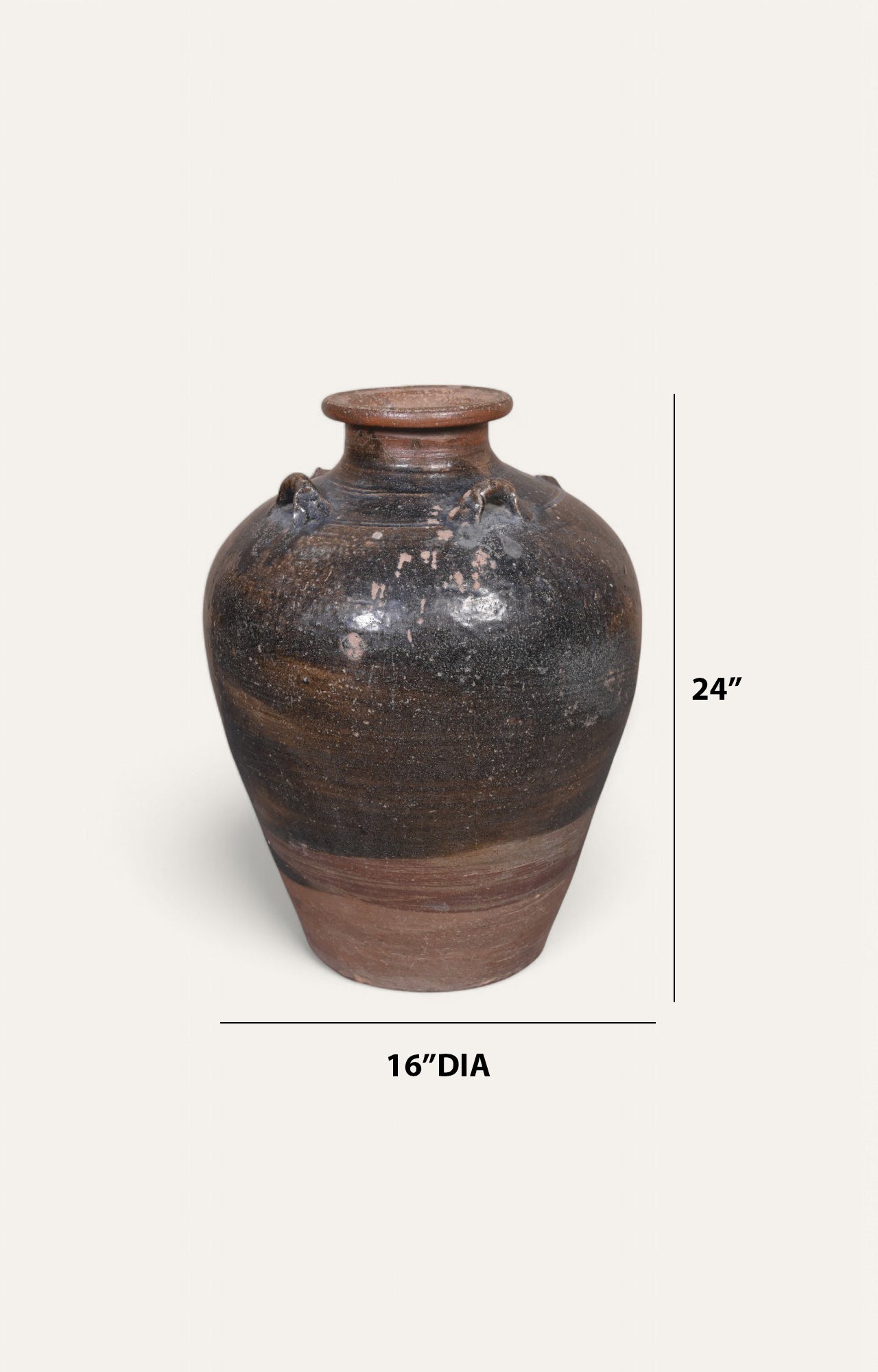 Black and Gold Rustic Ceramic Vase