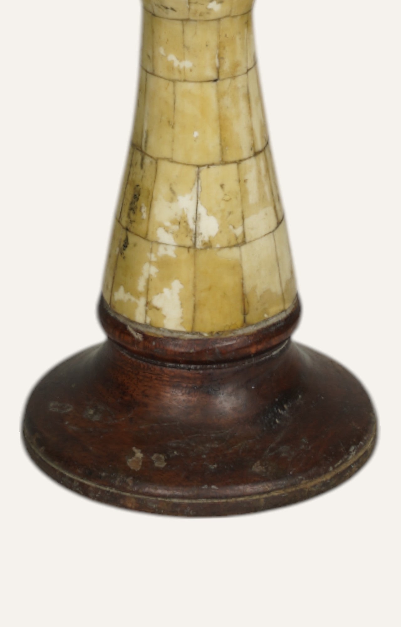 Mosaic Wooden and Bone Inlay Vintage Candle Stand