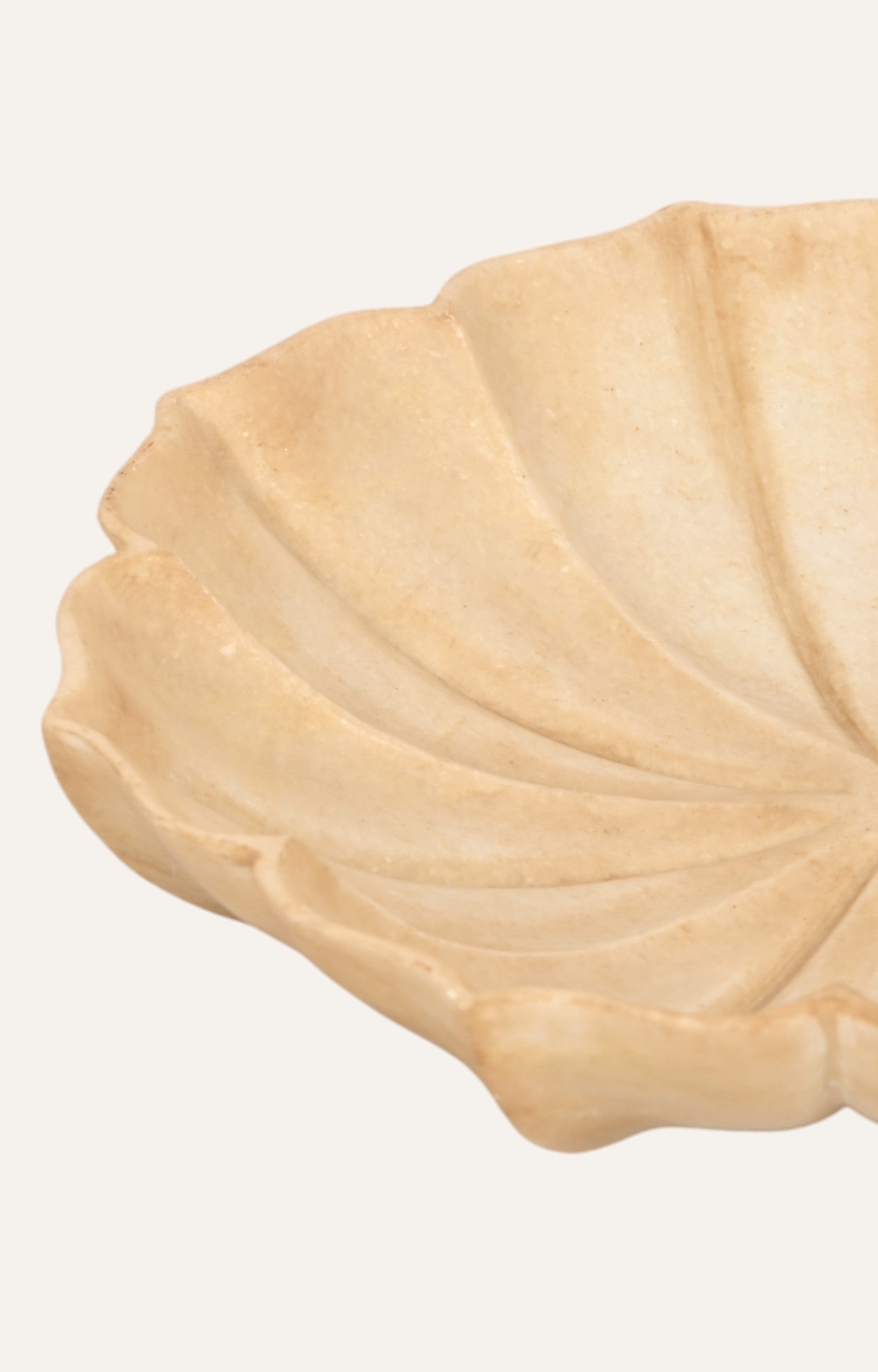 Fine Hand Carved Marble Floral Lotus Shaped Bowl