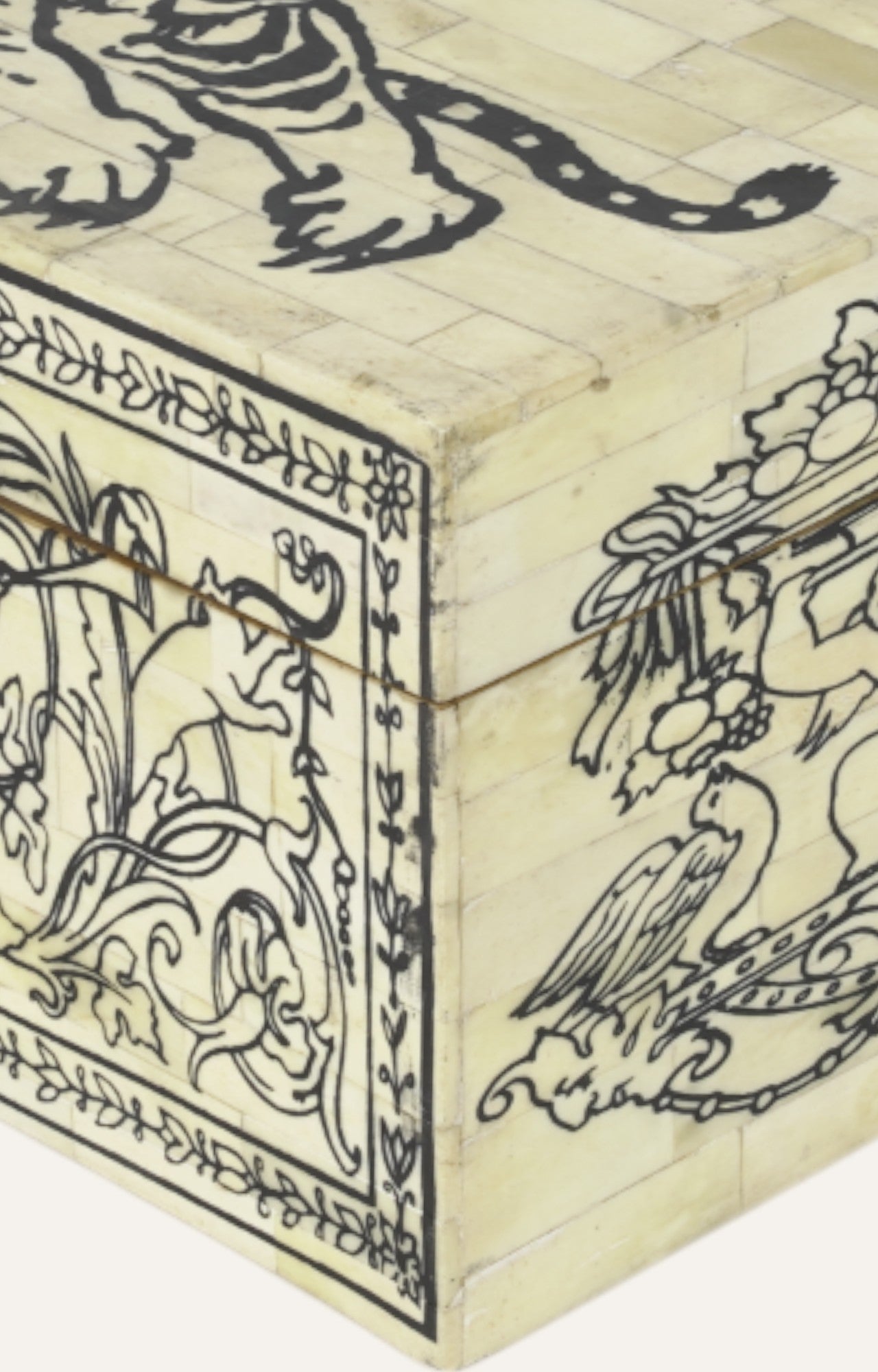 Korean Mango Wood and Bone Antique  Jewelry Box