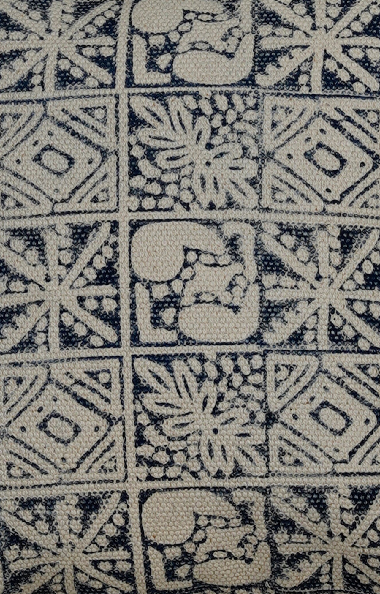 Indigo and White Printed Cushion