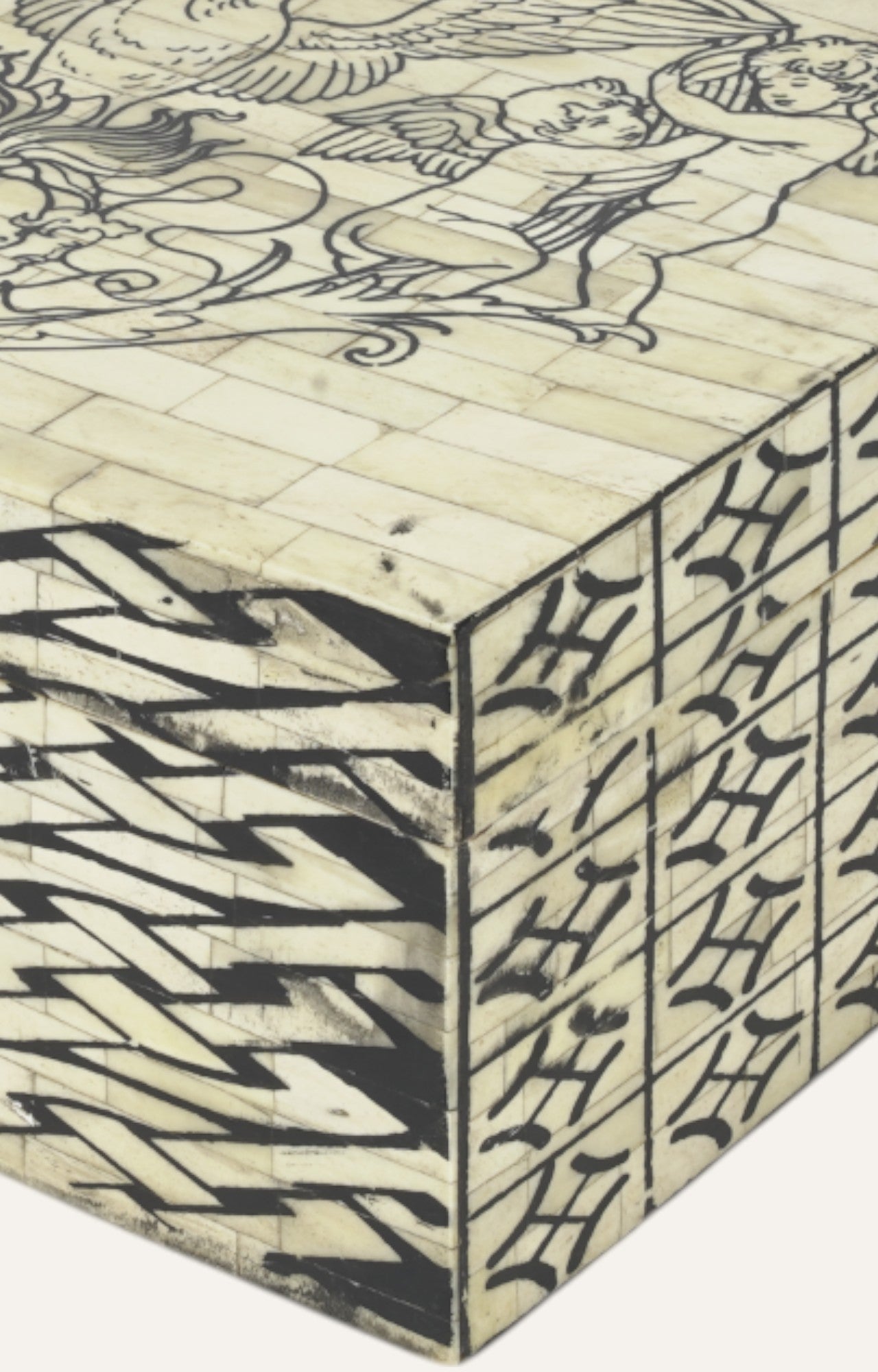 Cupid Mango Wood and Bone Antique  Jewelry Box