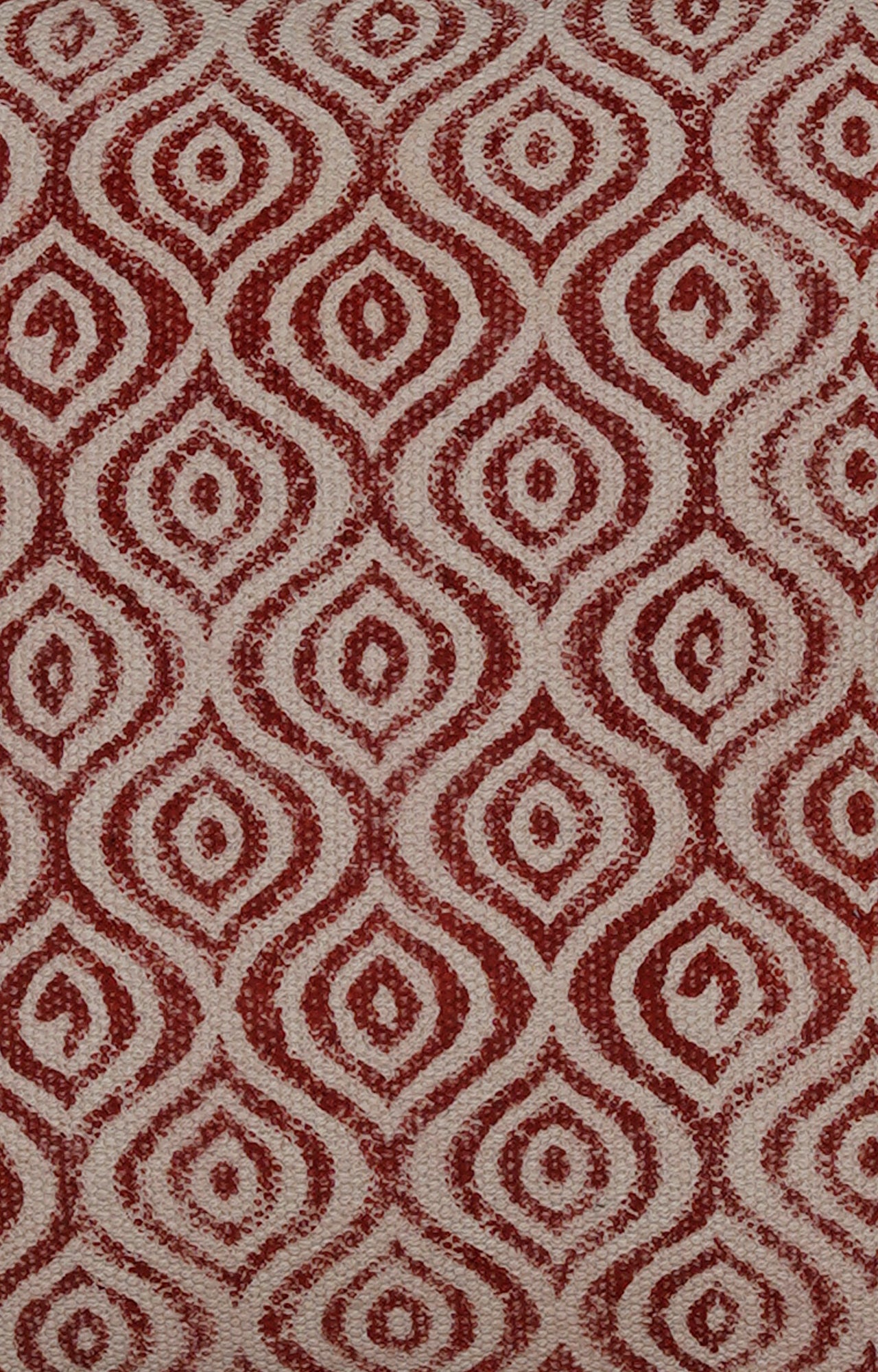 Red and Beige Geometric Patterned Square Cushion