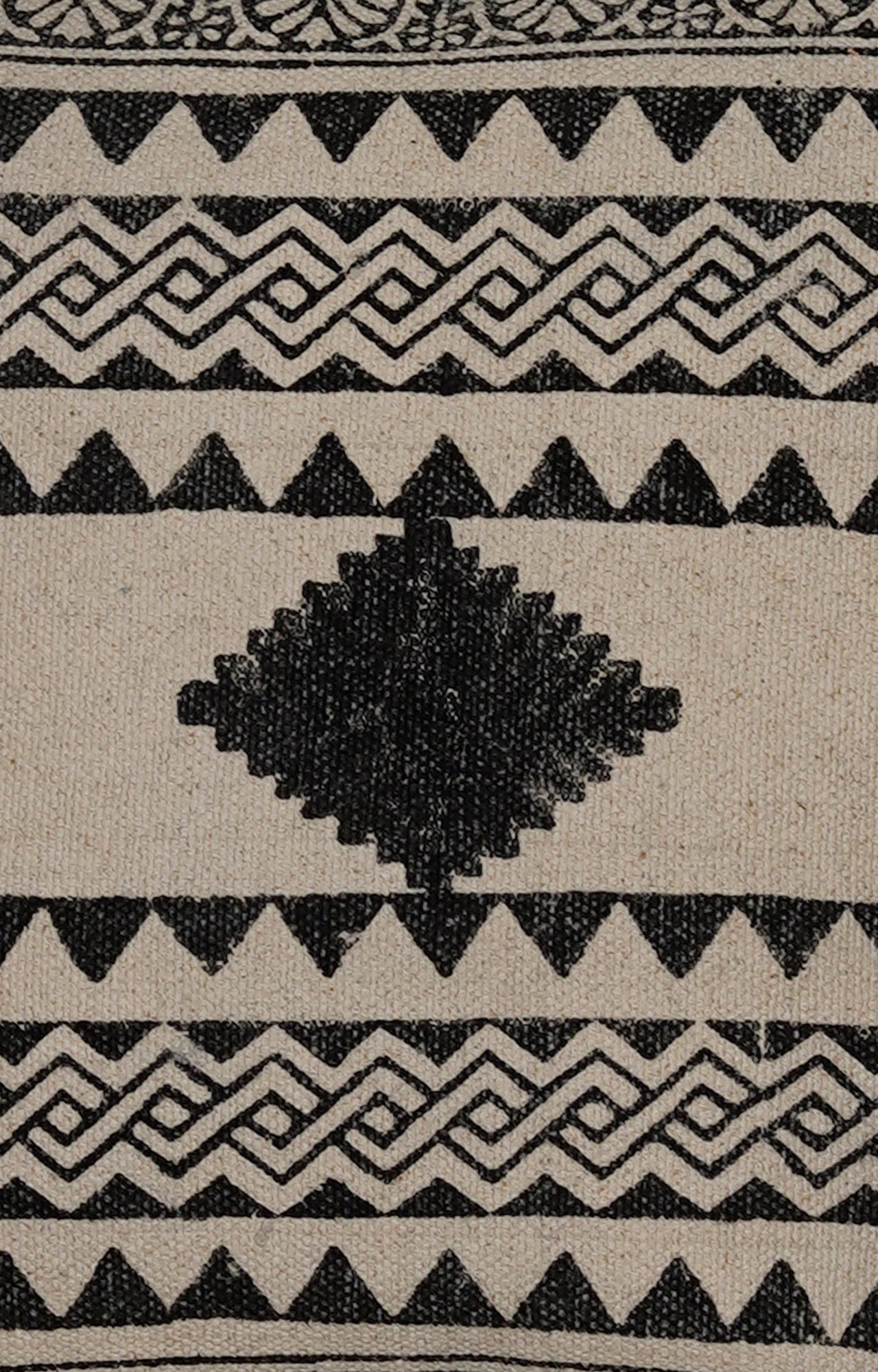 Black Hand-Made Cotton Printed Cushion