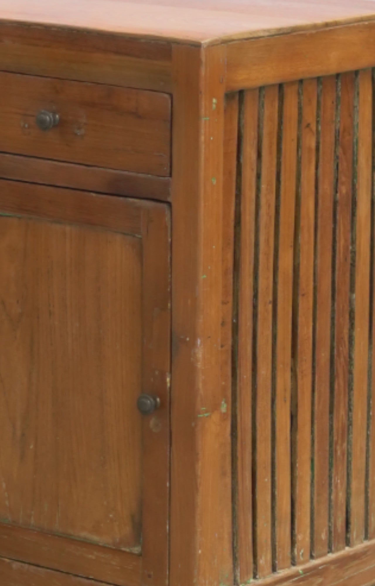 Anette Slatted Light Wooden Vintage Side Cabinet