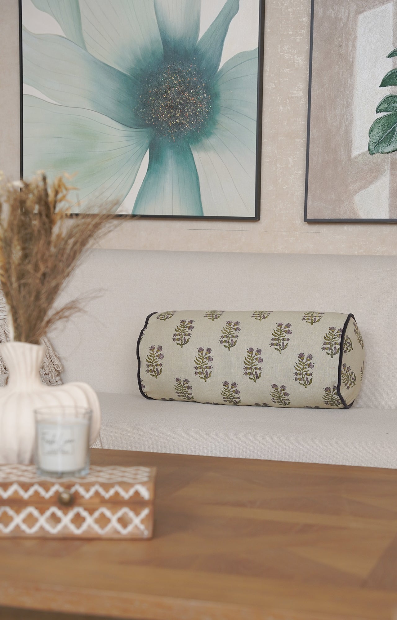 Lavender Bloom Neck Bolster Cover