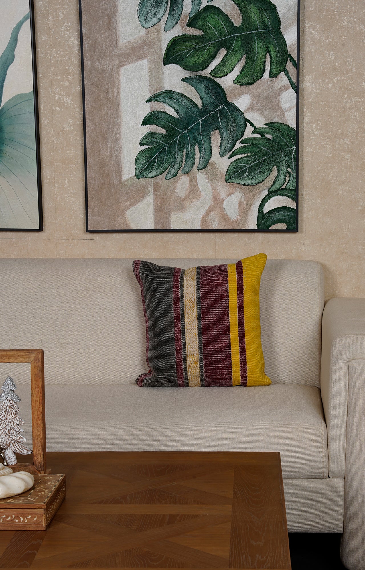 Multicolored Striped Printed Cushion