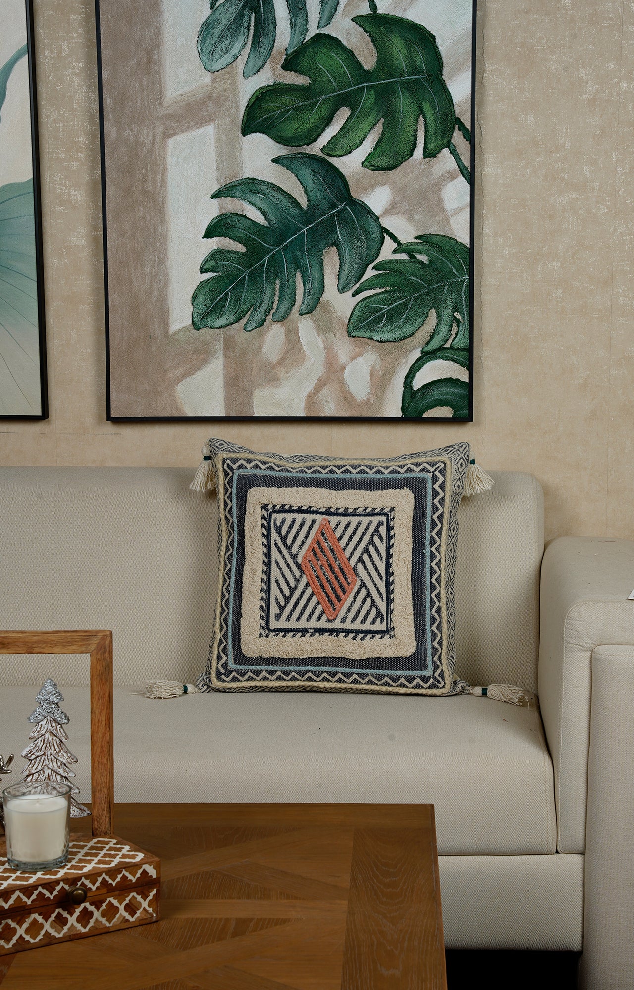 Textured Geometric Cushion