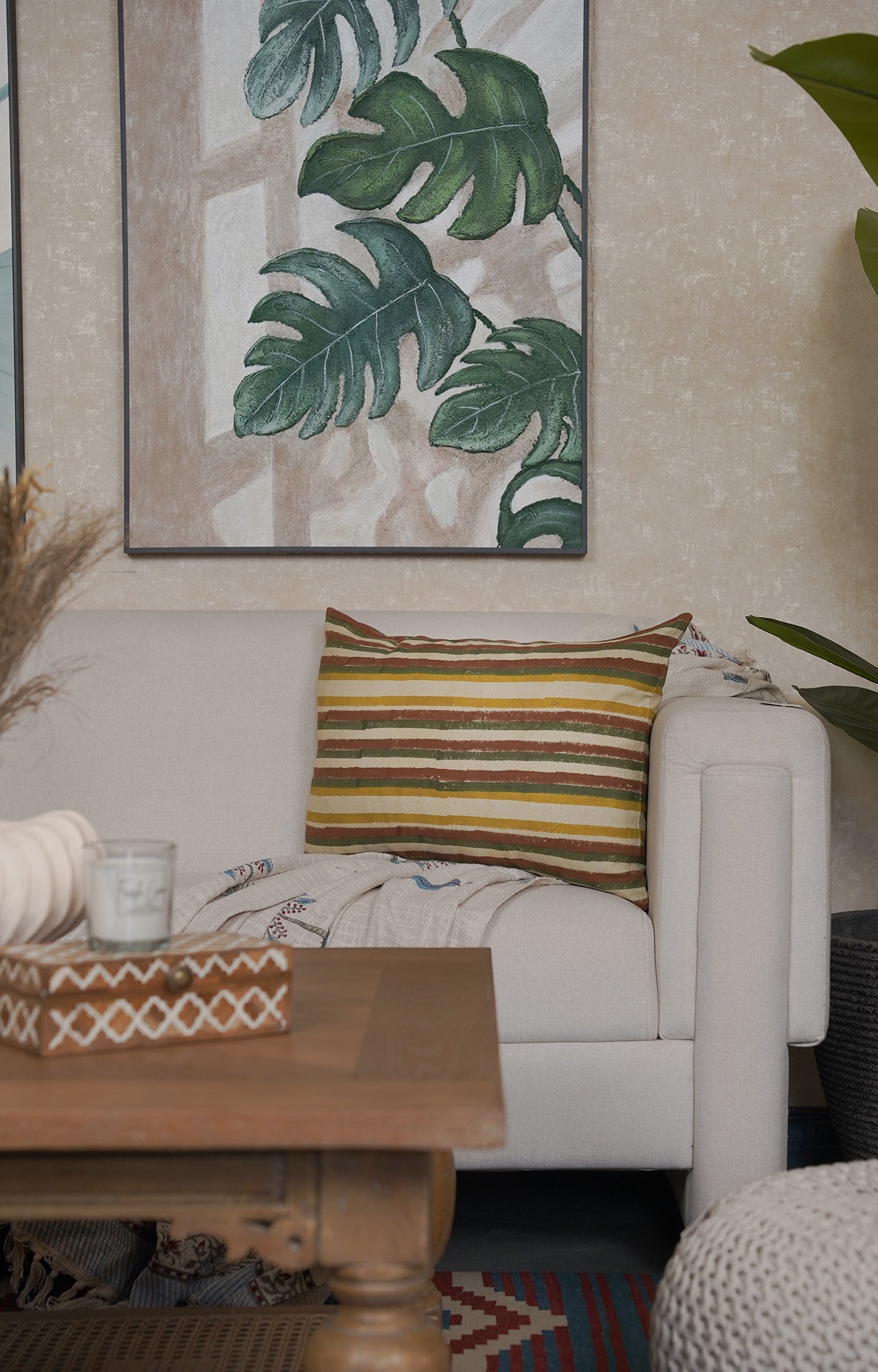 Earth Stripe Cotton Cushion Cover