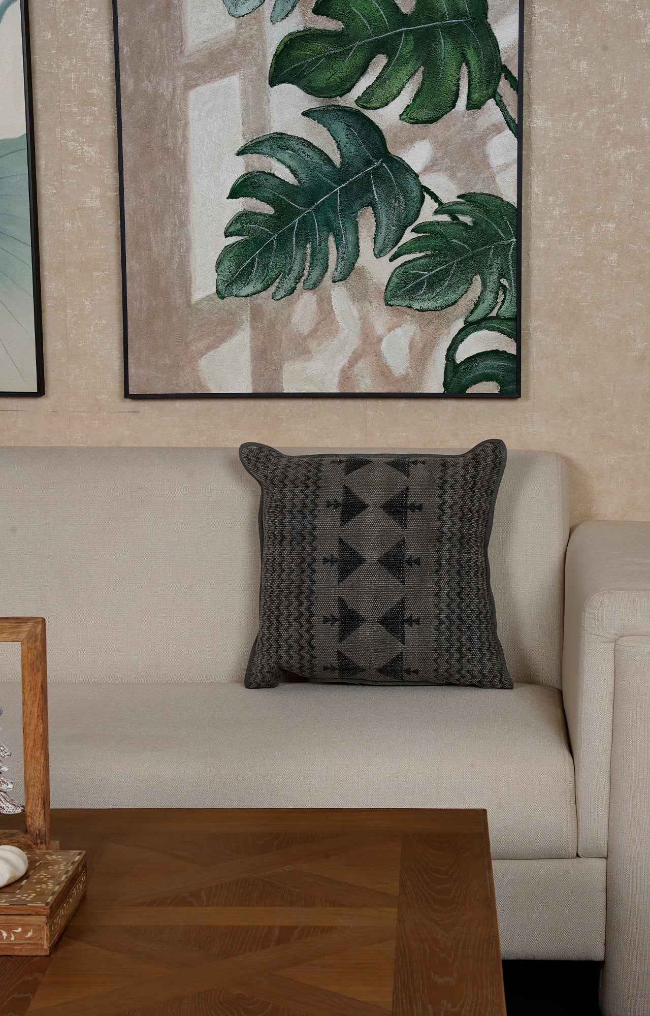 Monochromatic Black Printed Cushion